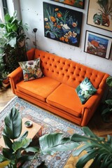 Wall Mural - Orange Sofa in Living Room