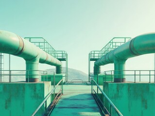 Large Green Industrial Piping