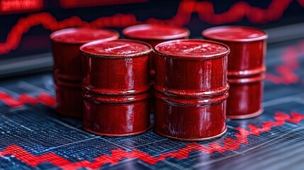 Poster - Elegant arrangement of red candles on a wooden table surrounded by soft lighting