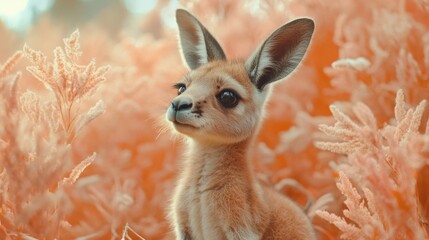 Wall Mural - Baby Kangaroo in Tall Grass