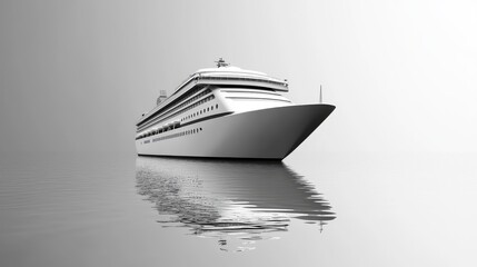 Poster - Minimalist cruise ship design, black and white abstract concept with clean copy space.