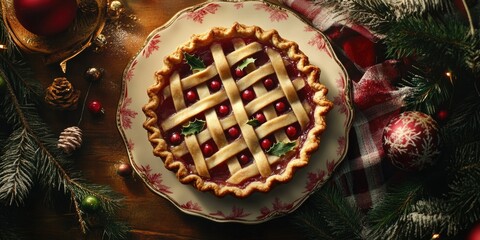 Sticker - Cranberry Pie with Christmas Decorations