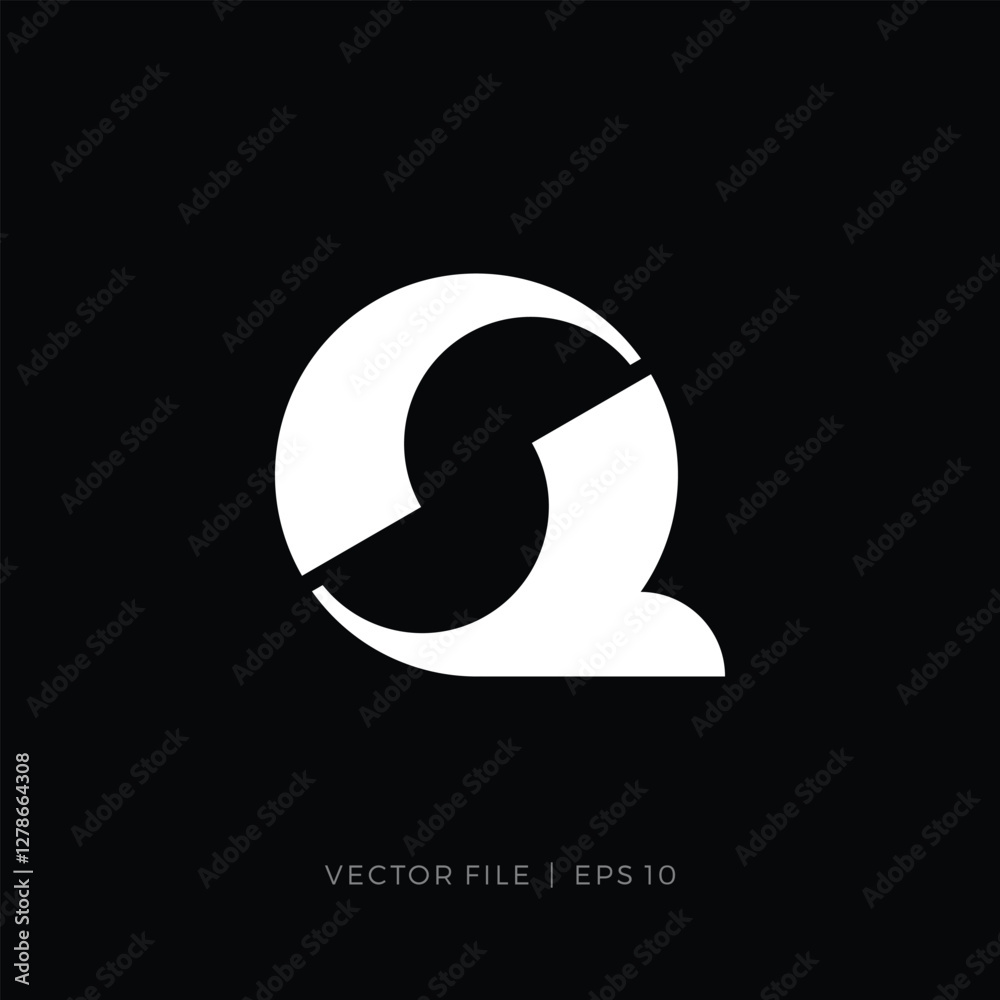 Initial letter QS SQ yin yang shape logo Stock Vector | Adobe Stock