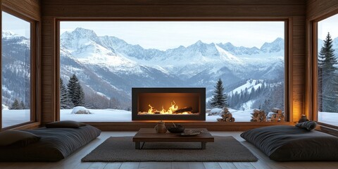 Wall Mural - Living Room Furniture Fireplace