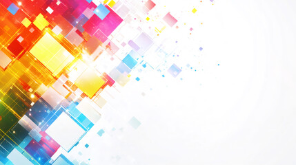 Poster - Vibrant and dynamic abstract background featuring overlapping squares, glowing lines, and a modern design, perfect for technology or creative projects