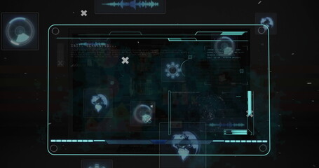 Poster - Image of computer data processing over screen