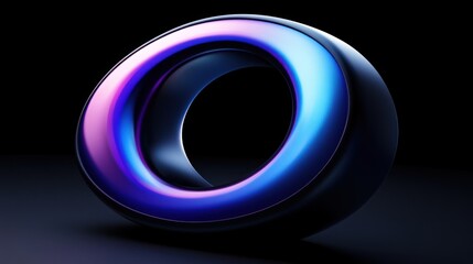 Poster - Iridescent torus ring on dark background.