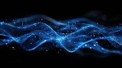 Poster - Digital wave particles flowing and glowing represent futuristic technology and innovation