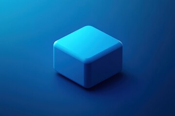 Poster - Isometric blue cube on blue background.