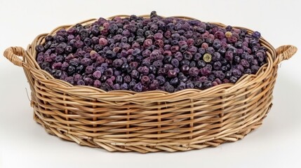 Poster - A woven basket filled with fresh blueberries, showcasing their vibrant color and texture.