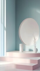 Poster - minimalist pastel scene with geometric shapes and elegant decorations