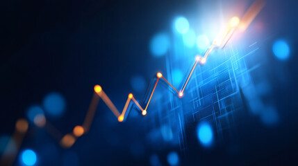 Poster - Orange graph line is growing up, showing increasing profits, business success and investment growth
