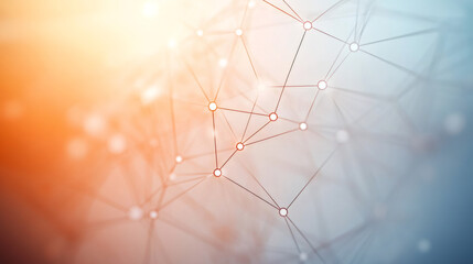 Aufkleber - Geometric polygon grid connecting digital network points in gradient orange and blue color spectrum