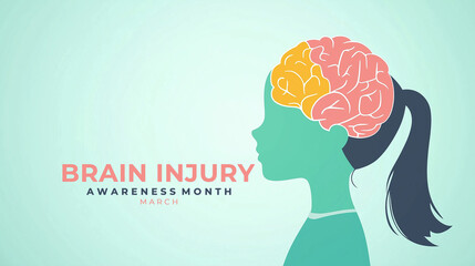 Wall Mural - Brain Injury awareness month. Brain Injury concept.