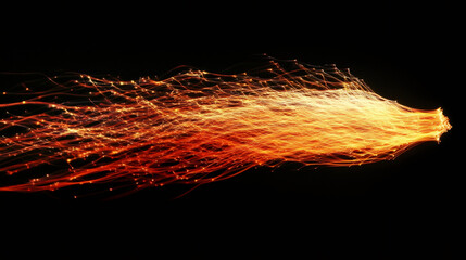 Leinwandbilder - Abstract background with golden particles flowing, creating a comet shape on black background