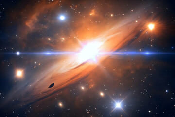 Poster - Cosmic Collision Illustration: Stellar Explosion in Space