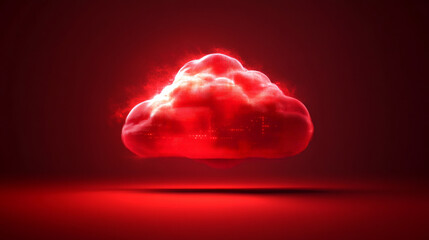 Aufkleber - Cloud computing is glowing red with binary code inside, representing digital information technology and cybersecurity