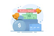 © FAHMI11 - automatic subscription service concept. automatic subscription renewal or payment. subscription renewal. wallet with money. technology and programs. flat style element design illustration.