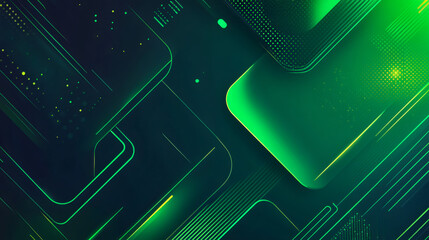 Leinwandbilder - Abstract modern background with overlapping rounded squares, glowing lines and particles, creating a dynamic and futuristic feel