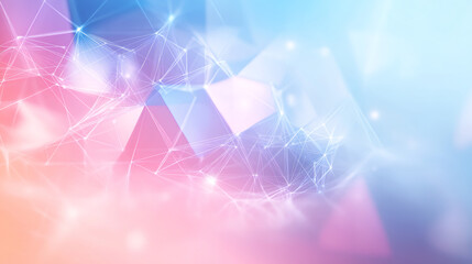 Aufkleber - Plexus network of lines and dots creating a futuristic geometric pattern over a pastel pink and blue gradient background