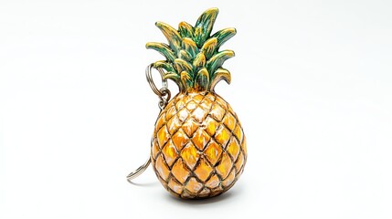 Wall Mural - Decorative pineapple keychain on a white isolated background.