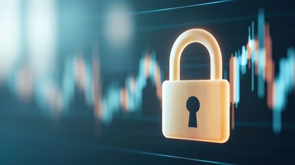 Poster - A close-up of a digital padlock symbolizing security and protection against cyber threats