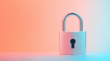 Poster - This image features a modern padlock set against a gradient background