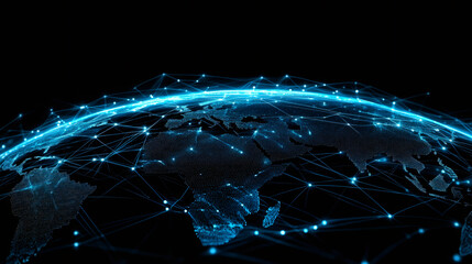 Aufkleber - Futuristic digital globe illustrating vibrant network and data connections, representing the interconnectedness of our global society
