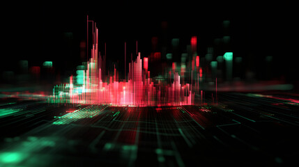 Aufkleber - Digital lines forming futuristic cityscape on black background, concept of smart city and iot