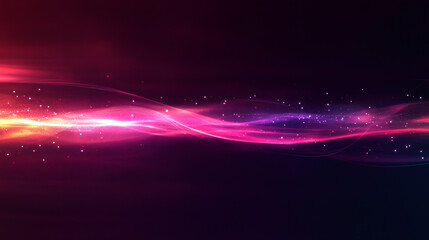 Poster - Wavy lines of pink and purple light creating a dynamic and vibrant abstract composition on a dark background