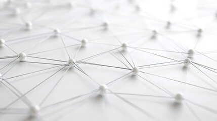 Aufkleber - Interconnected white spheres create a complex network against a pristine white background, symbolizing technology and communication in a digital world