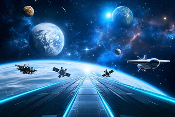 Poster - Cosmic Highway 3D Illustration
