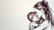 © pylypchuk25 - Happy International Mother's Day. Mother hugs her child, sketch
