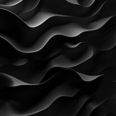 Poster - Abstract Black and White Waves: A Study in Light and Shadow, Fluid Forms and Minimalist Design 