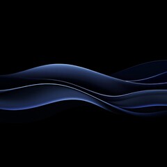 Aufkleber - Abstract Dark Blue Waves on Black Background - A modern, flowing design with a sense of depth and elegance.
