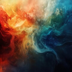 Aufkleber - Abstract Fire and Ice: A Swirling Fusion of Warm and Cool Hues in a Dynamic Composition