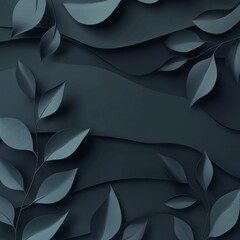 Aufkleber - Dark Monochrome Leaf Design: A Minimalist and Elegant Composition with Textural Paper-Cut Aesthetic