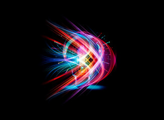 Poster - A vibrant lightbulb illuminates the dark, radiating colorful energy.  Bright hues burst outward, creating a dynamic and luminous display.  The bulb itself is a mesmerizing source of light.