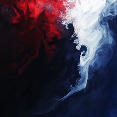 Fototapete - Fluid Acrylic: Swirling Reds, Whites, and Blues in a Mesmerizing Abstract Dance of Color and Texture 