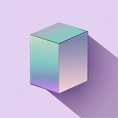 Fototapete - Illuminated Cube: Minimalist 3D render with pastel gradient and soft shadow on a lavender background, a modern aesthetic