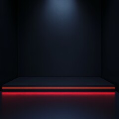 Aufkleber - Minimalist Dark Room with Illuminated Red Platform Edge, a Modern Abstract Display.