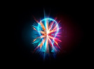 Poster - A glowing lightbulb, its interior a complex circuit board, radiates light against a dark, technological backdrop.  Innovation and digital intelligence are symbolized.