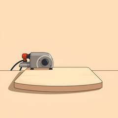 Illustration of a power planer with smooth surfaces centered with significant empty space on the right Stock Photo with copy space