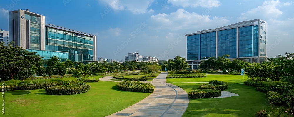 The tranquil beauty of Hyderabad’s tech parks, with green lawns, sleek ...