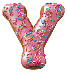 Wall Mural - PNG Donut in Alphabet Shaped of Y sprinkles dessert icing.