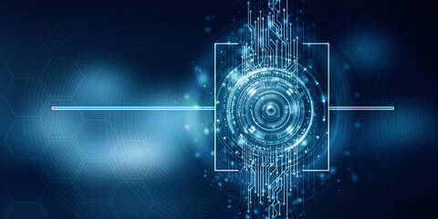 Poster - 2d illustration abstract futuristic electronic circuit technology background