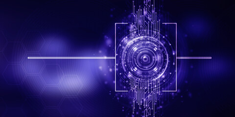 Poster - 2d illustration abstract futuristic electronic circuit technology background