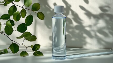 Poster - Clear bottle of water reflecting natural light with droplets on surface
