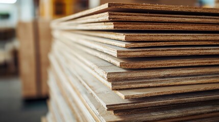 Poster - Close-up stack wooden boards on white background, showcasing texture and details.