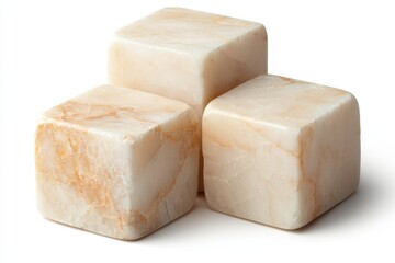Poster - White marble cube on a white background, showcasing elegant design.